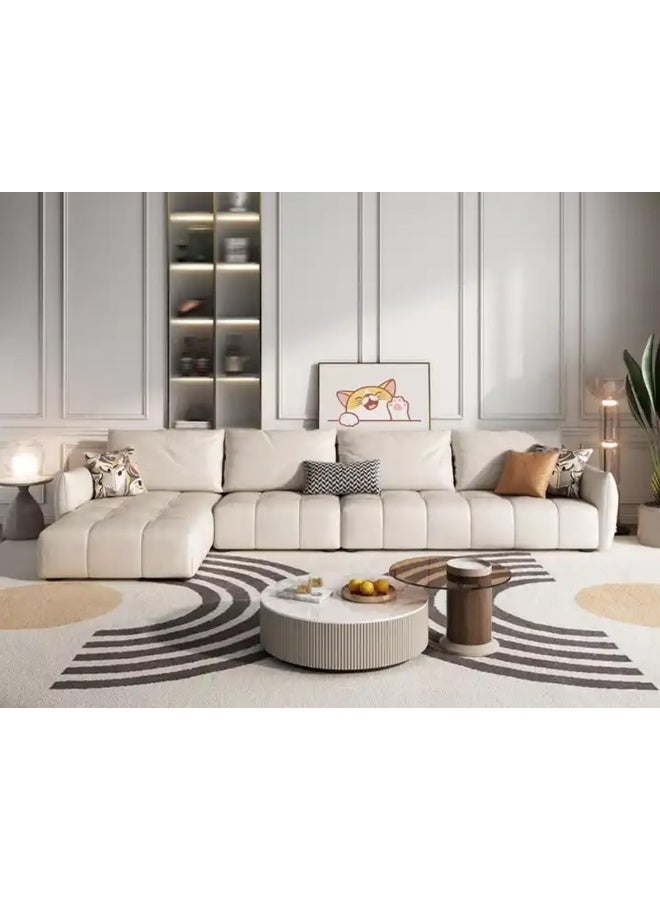 Generic Modern L Shape Faux Leather Italian Sofa Comfort for Living Room (Right, Beige)  - Image 4