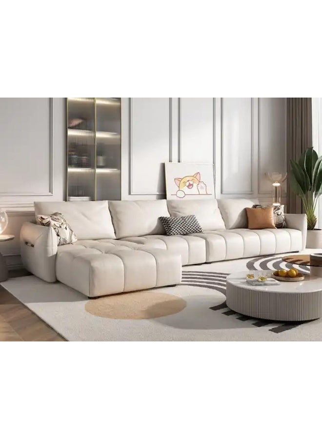 Generic Modern L Shape Faux Leather Italian Sofa Comfort for Living Room (Right, Beige)  - Image 3