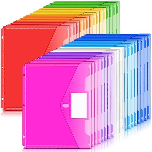 Forvencer Binder Pocket, 36 Pack Super Heavyweight Poly Binder Pocket with Tight Closure, Binder Folders Side Loading, 3 Ring Binder Pocket, Binder Dividers with Pockets, Letter Size, Assorted Colors - Image 1