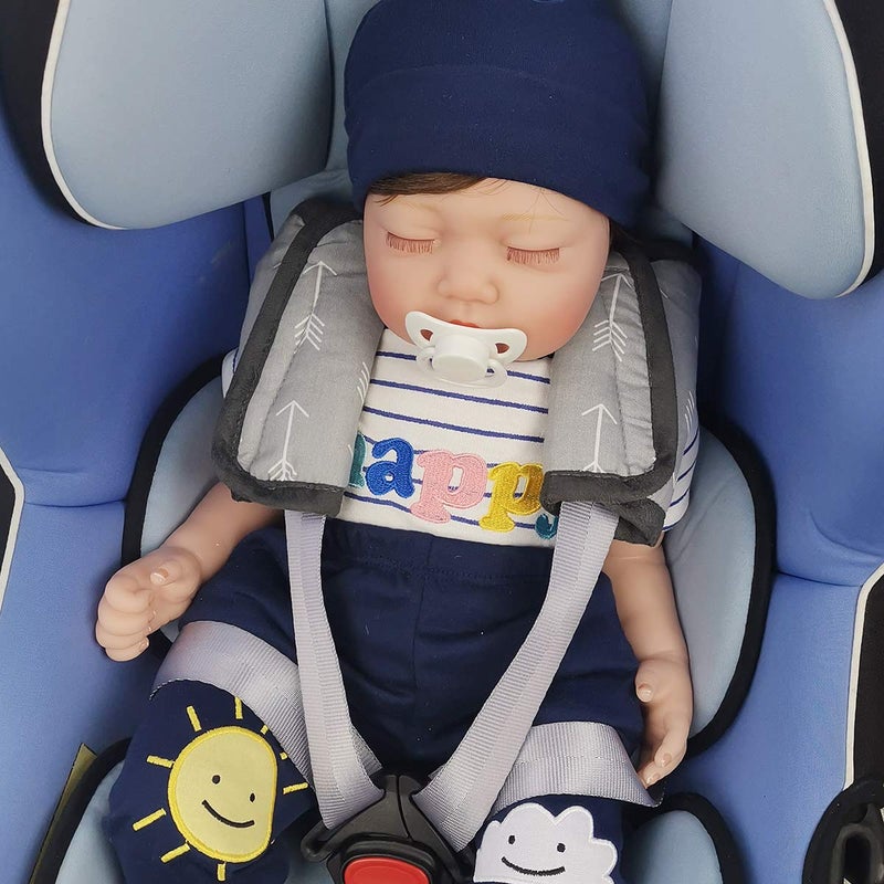 ICOPUCA Car Seat Strap Pads Covers for Baby Kids, Seat Belt Covers Cushion for boy Girl, Protect Neck and Shoulder rubbing, Anti-Slip Design, fit Stroller/Carrier/Pushchair; Soft Cotton, Arrow Pattern - Image 2