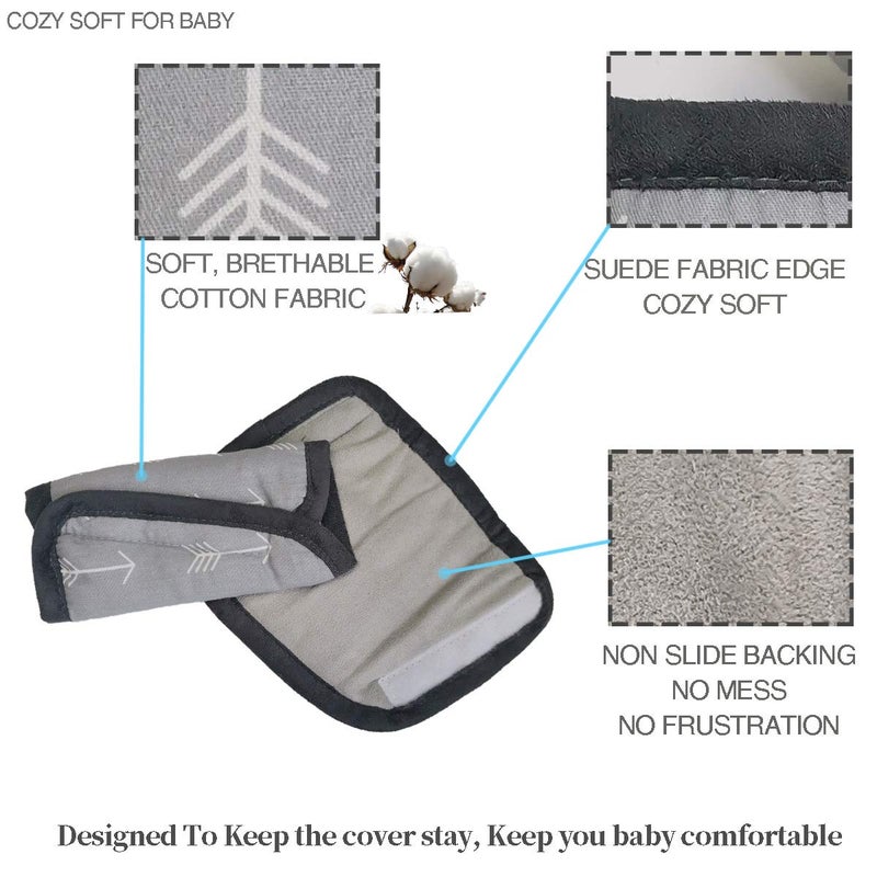 ICOPUCA Car Seat Strap Pads Covers for Baby Kids, Seat Belt Covers Cushion for boy Girl, Protect Neck and Shoulder rubbing, Anti-Slip Design, fit Stroller/Carrier/Pushchair; Soft Cotton, Arrow Pattern - Image 5