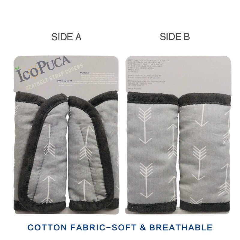 ICOPUCA Car Seat Strap Pads Covers for Baby Kids, Seat Belt Covers Cushion for boy Girl, Protect Neck and Shoulder rubbing, Anti-Slip Design, fit Stroller/Carrier/Pushchair; Soft Cotton, Arrow Pattern - Image 3