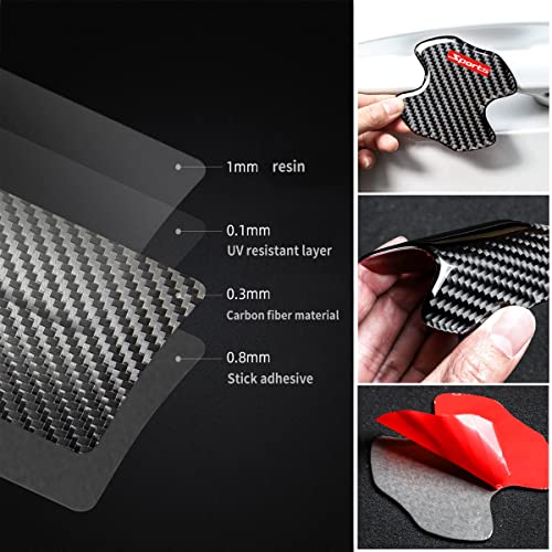 muekzru 4PCS Universal Carbon Fiber Car Door Handle Scratch Protector Sticker,Automotive Personalize Exterior Accessories,Car Door Handle Paint Scratch Protective - Image 2