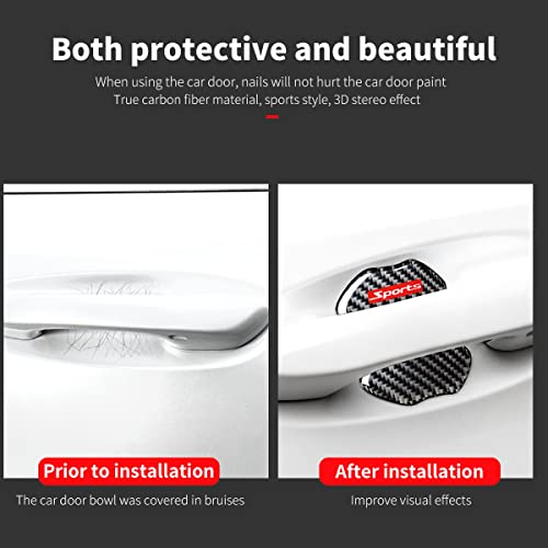 muekzru 4PCS Universal Carbon Fiber Car Door Handle Scratch Protector Sticker,Automotive Personalize Exterior Accessories,Car Door Handle Paint Scratch Protective - Image 3