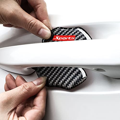muekzru 4PCS Universal Carbon Fiber Car Door Handle Scratch Protector Sticker,Automotive Personalize Exterior Accessories,Car Door Handle Paint Scratch Protective - Image 1