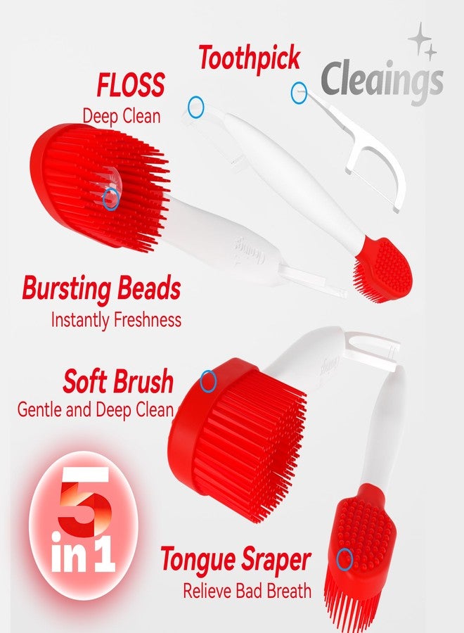 cleaings فرش أسنان صغيرة من كلينجز® - فرش أسنان للاستخدام مرة واحدة مع معجون أسنان وخيط تنظيف الأسنان، مثالية للعمل أو السفر، 16 قطعة - بنكهة النعناع القوية (عبوة واحدة) - Image 4