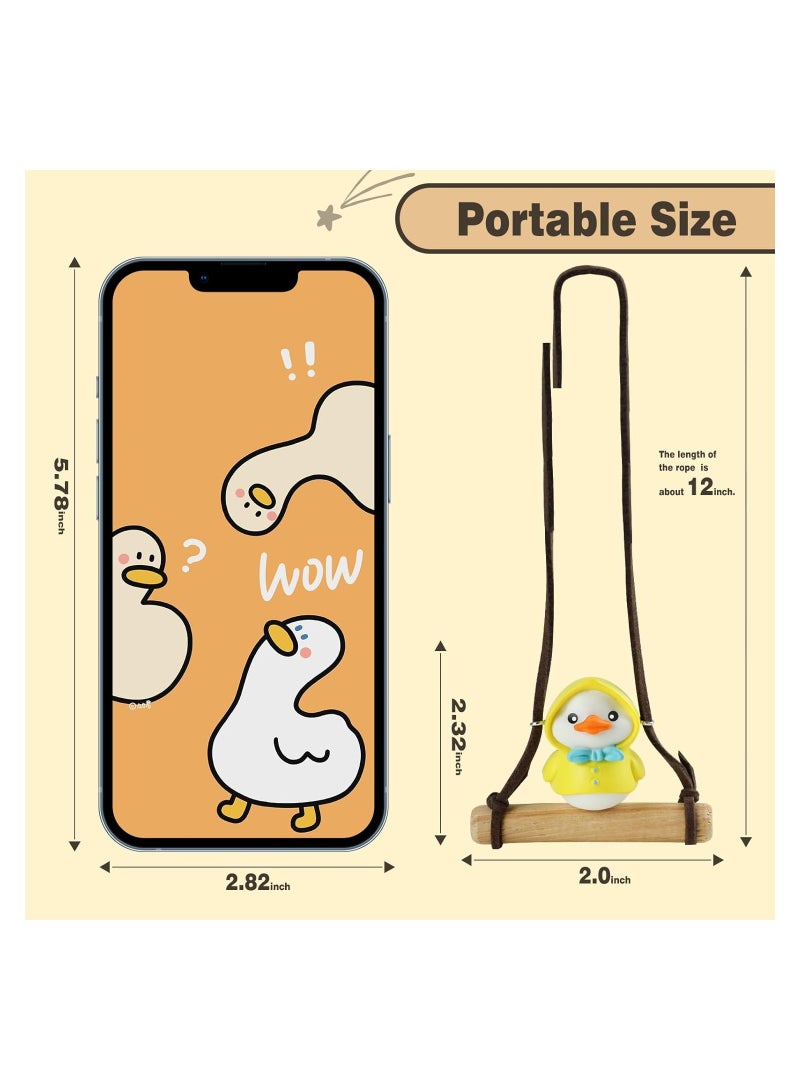 KASTWAVE Swing Duck Car Hanging Ornament, Cute Duck Car Mirror Hanging Accessories, Car Pendant Interior Funny Decoration for Teens & Women Men (with Blue Bow)  - Image 5
