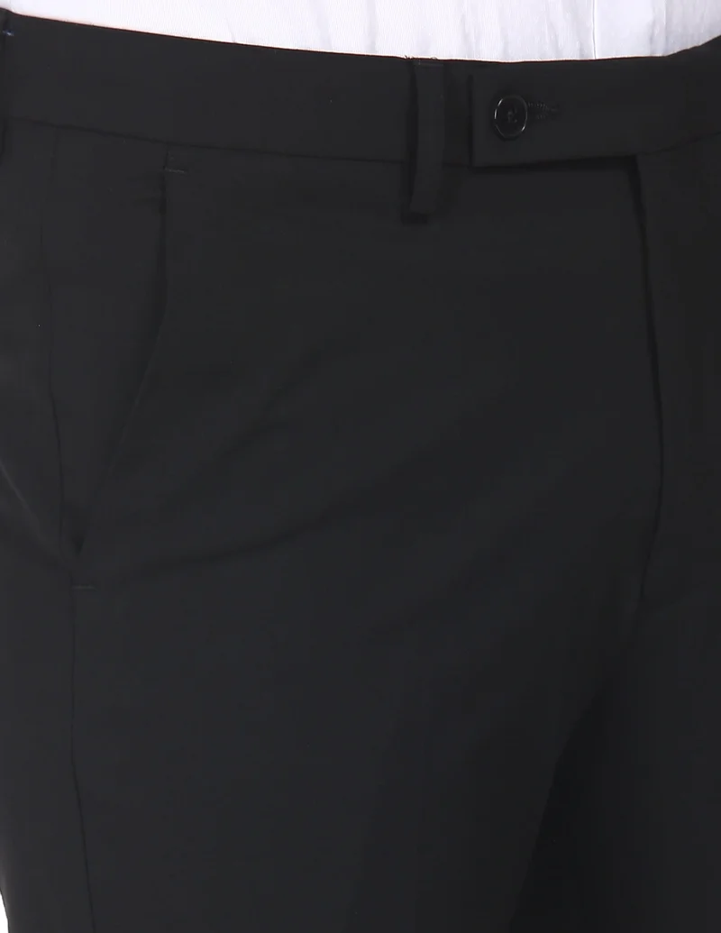 Arrow Black Bi-Stretch Solid Formal Trousers for Men | Best Price UAE