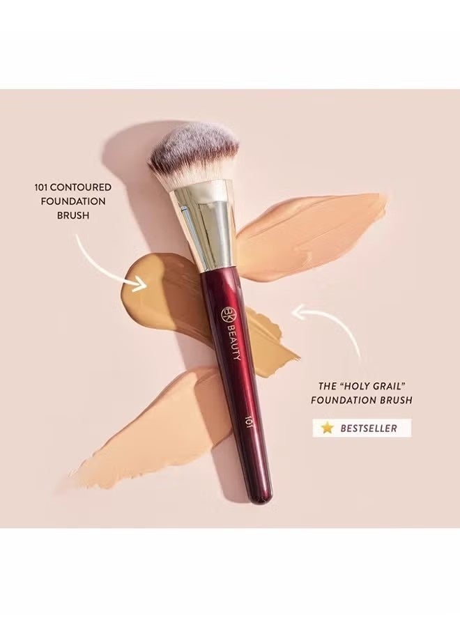 BK BEAUTY Brushes - 101 Contoured Foundation Brush - Foundation Makeup Brushes - Face Brush for Liquid or Cream Foundations - Image 2