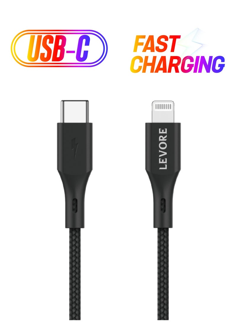 ليفور كابل USB C إلى Lightning من LEVORE بطول 6 أقدام من النايلون - Image 1