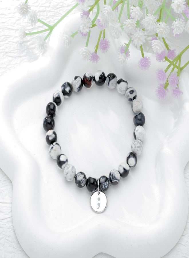 PARTNER Your Story Isn't Over Yet Semicolon Giifts for Women Depression Awareness Bracelet depression Mental Health Support Bracelet Anxiety Overcome Depression Fight Against Depression Gifts (Semicolon) - Image 4