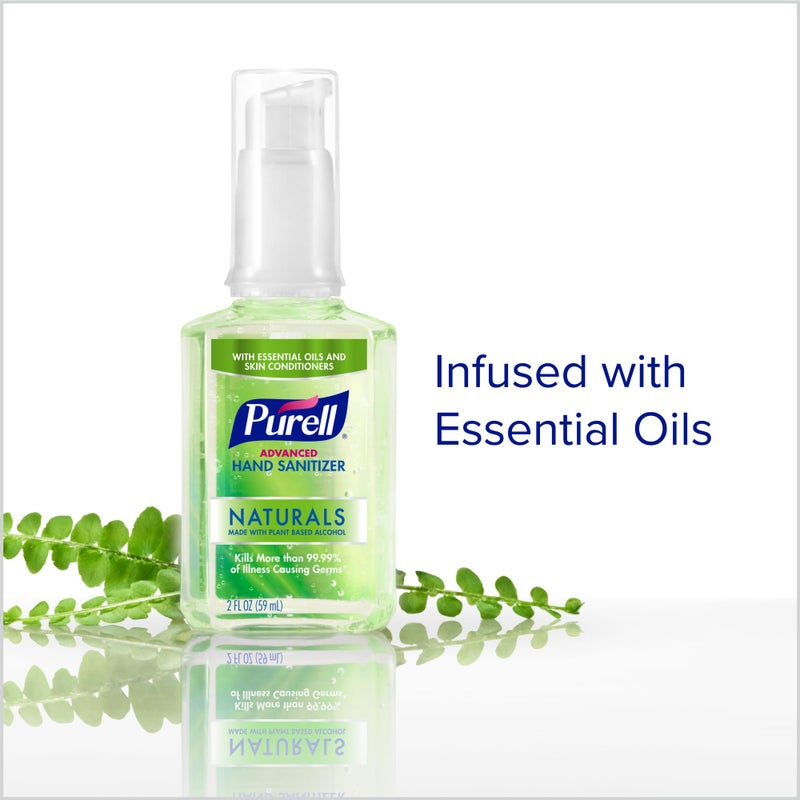 Purell معقم يدين بوريال المتقدم من مواد طبيعية مع كحول نباتي، برائحة الحمضيات، 2 أونصة سائلة حجم سفر زجاجة مضخة (عبوة من 6) - 9623-04-EC - Image 4