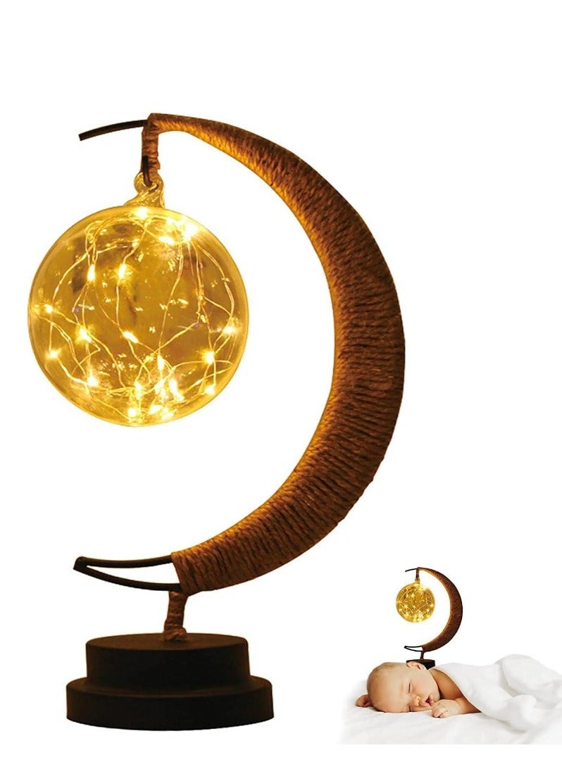 Bdot Hanging Moon Lamp,LED Night Light Decorative | Wrought Iron Night Light Lamp, Hanging Moon Lamp Magic Crescent Night Light - Image 1