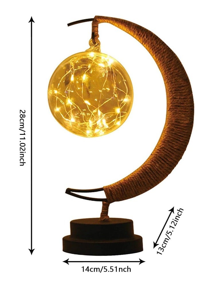 Bdot Hanging Moon Lamp,LED Night Light Decorative | Wrought Iron Night Light Lamp, Hanging Moon Lamp Magic Crescent Night Light - Image 5