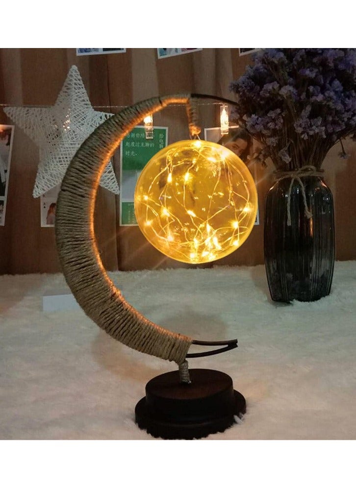 Bdot Hanging Moon Lamp,LED Night Light Decorative | Wrought Iron Night Light Lamp, Hanging Moon Lamp Magic Crescent Night Light - Image 3
