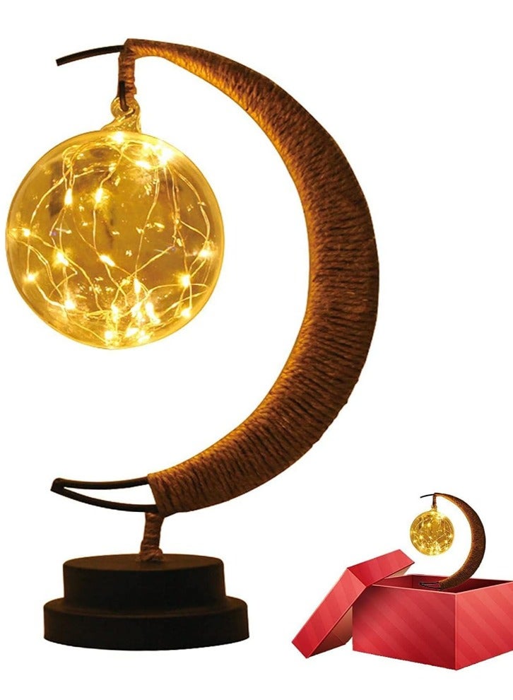 Bdot Hanging Moon Lamp,LED Night Light Decorative | Wrought Iron Night Light Lamp, Hanging Moon Lamp Magic Crescent Night Light - Image 4