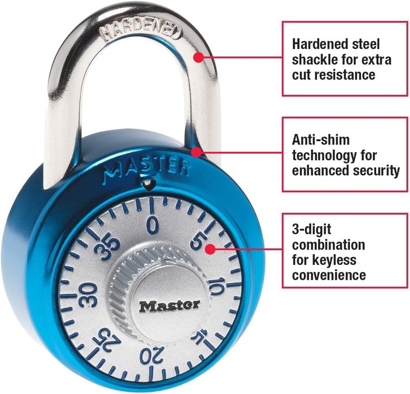 Master Lock 1561DAST Combination Padlock - Assorted Colors, Keyless Security for Lockers - Image 2
