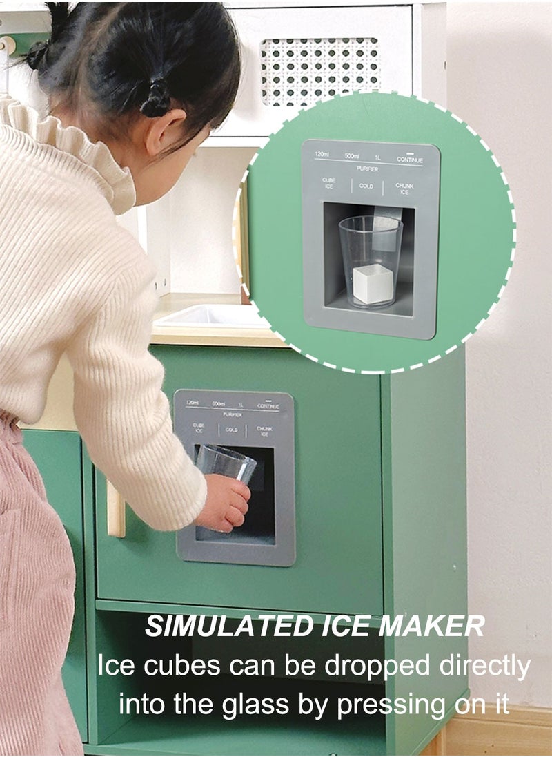 MaBaby Baby Wooden Play House Sound and Light Children Cooking Simulation Simulation Refrigerator Kitchenware  - Image 3
