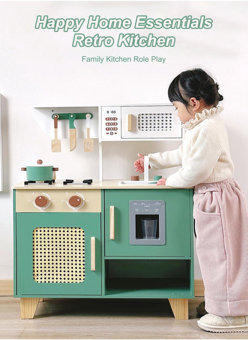 MaBaby Baby Wooden Play House Sound and Light Children Cooking Simulation Simulation Refrigerator Kitchenware  - Image 2