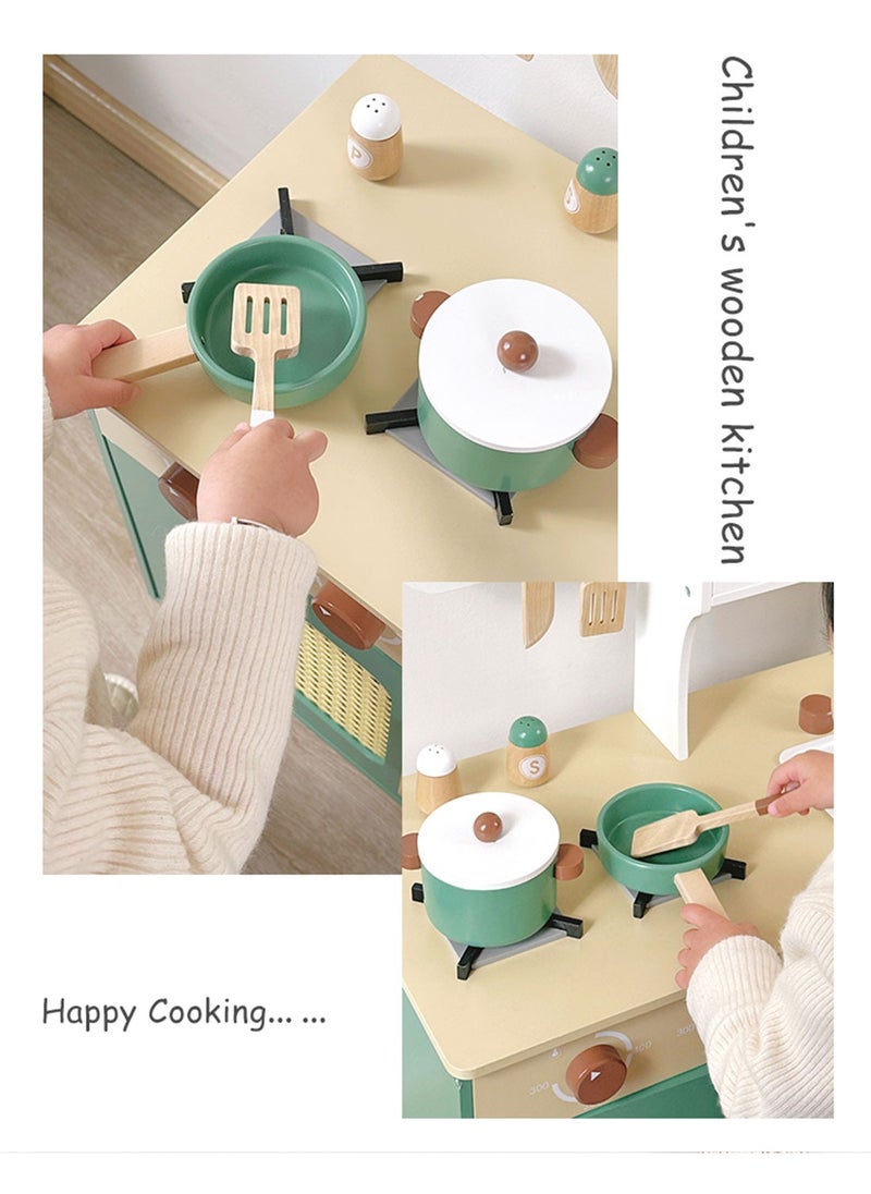 MaBaby Baby Wooden Play House Sound and Light Children Cooking Simulation Simulation Refrigerator Kitchenware  - Image 5