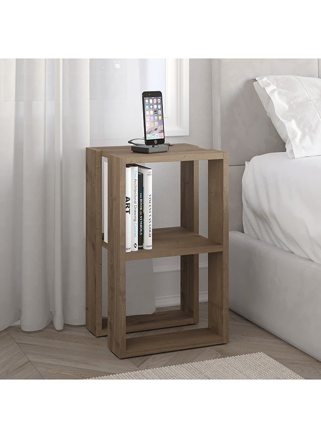 موراه هوم Modern Nightstand Bedside Table | Multifunctional Side Table For Bedroom Living Room| 2Tier Table For Small Spaces With Storage| 30X34X55Cm (Brown) - Image 1