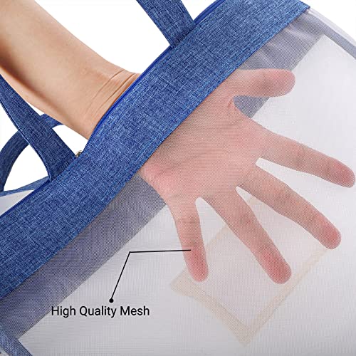 AVLA 4 Pack Student Book Pouches, A4 Mesh Zipper Bag with Handle, File Document Puzzle Bag with Name Card Pocket for Organizing Storage Board Games, School Office Appliances, Convenient to Carry - Image 3