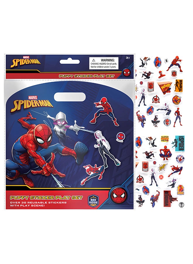 MARVEL مجموعة ملصقات مارفل سبايدر مان المنتفخة | 30 ملصق قابل لإعادة الاستخدام | قشر، ألصق والمزيد | العمر 3 سنوات فما فوق - Image 1