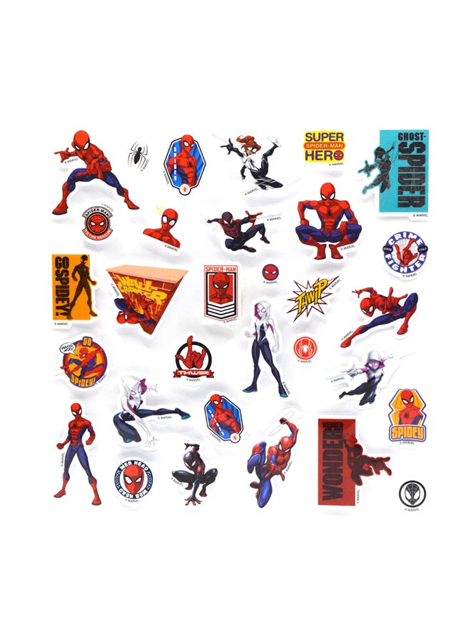 MARVEL مجموعة ملصقات مارفل سبايدر مان المنتفخة | 30 ملصق قابل لإعادة الاستخدام | قشر، ألصق والمزيد | العمر 3 سنوات فما فوق - Image 3