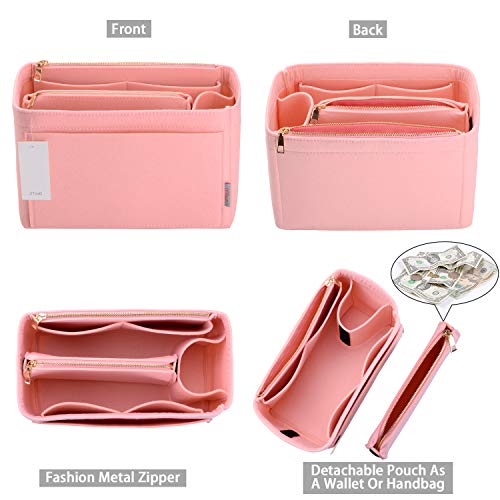 ZTUJO Purse Organizer, Felt Bag Organizer Purse Organizer Insert For Speedy, Neverfull, Graceful, Neverfull,Tote, Handbag,Shaper (Medium, Brush Pink) - Image 2