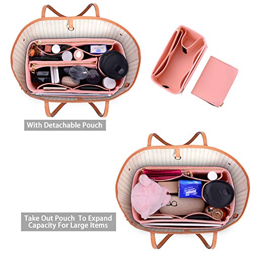 ZTUJO Purse Organizer, Felt Bag Organizer Purse Organizer Insert For Speedy, Neverfull, Graceful, Neverfull,Tote, Handbag,Shaper (Medium, Brush Pink) - Image 4
