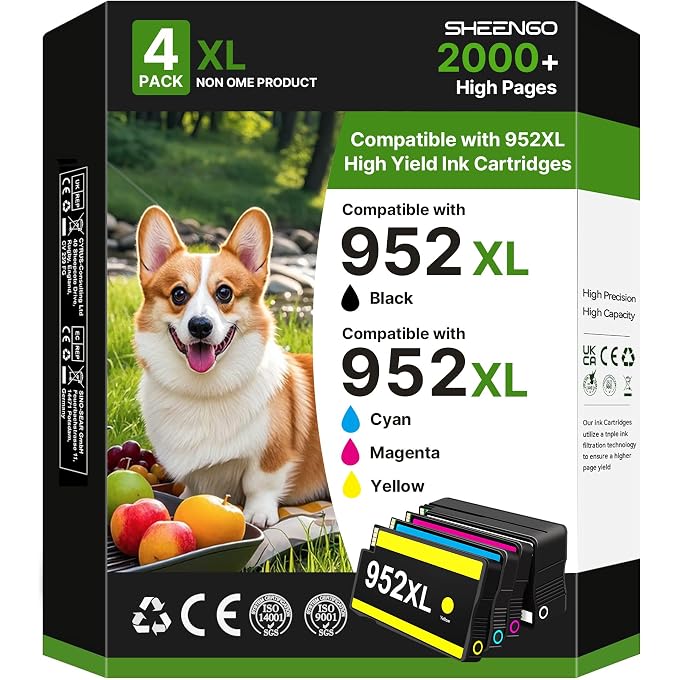 952 XL 952XL Ink Cartridges Combo Pack Compatible for 952XL Ink Cartridges Combo Pack for 952 OfficeJet Pro 8710 7740 Printers 8720 8702 8210 7720 8715 8730 8740 8216 8725 8700 8200 7730 4-Pack