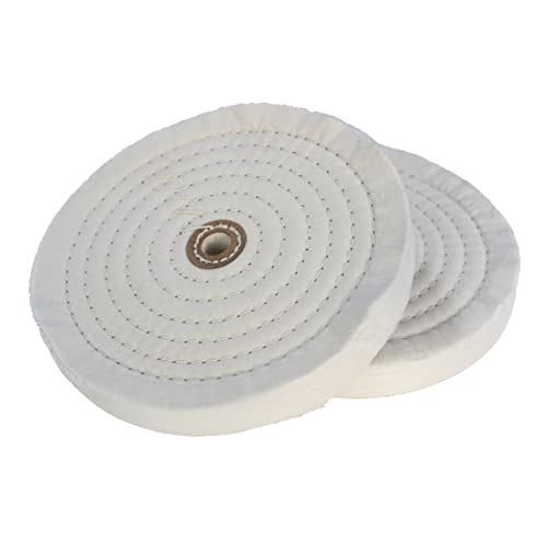 JUNLIXN 2 Pcs Extra Thick 8 Inch Cotton Buffing Wheel, 70 Ply Cloth 5/8 Inch Arbor Hole Abrasive Polishing Wheel for Bench Grinder(White) - Image 1