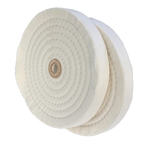 JUNLIXN 2 Pcs Extra Thick 8 Inch Cotton Buffing Wheel, 70 Ply Cloth 5/8 Inch Arbor Hole Abrasive Polishing Wheel for Bench Grinder(White) - Image 2
