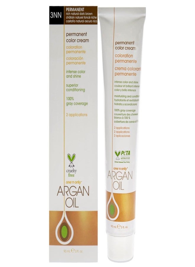 One N Only One N' Only Permanent Hair Color - Permanent Hair Dye Made with Argan Oil - Delivers Rich, Accurate Tones with Gray Coverage - Improves Moisture & Elasticity - 3NN Rich Natural Dark Brown (3 oz) - Image 1
