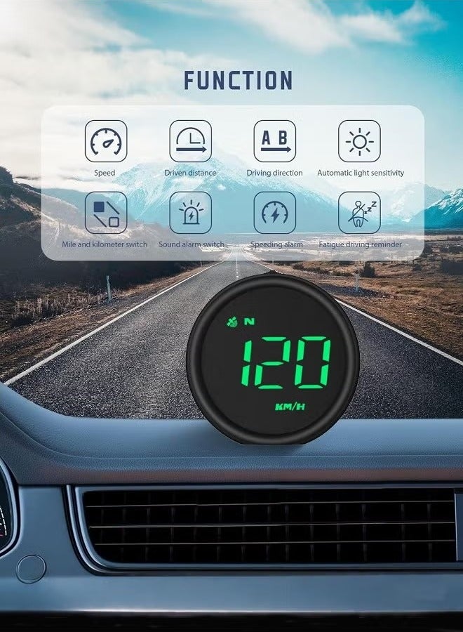Generic Car Heads Up Display with Fatigue Driving Reminder and Compass，Universal Car HUD Head Up Display Speedometer with Speed, Overspeed Warning, Mileage Measurement for All Vehicle  - Image 1
