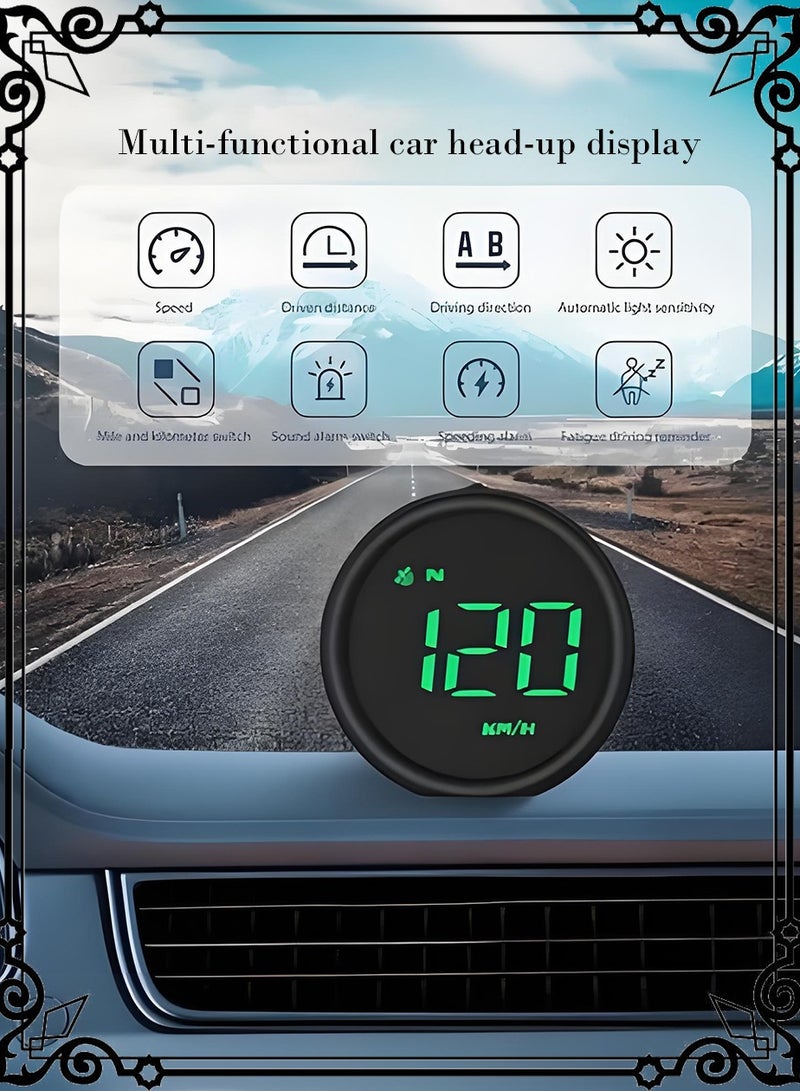 Car Heads Up Display with Fatigue Driving Reminder and Compass，Universal Car HUD Head Up Display Speedometer with Speed, Overspeed Warning, Mileage Measurement for All Vehicle - Image 2