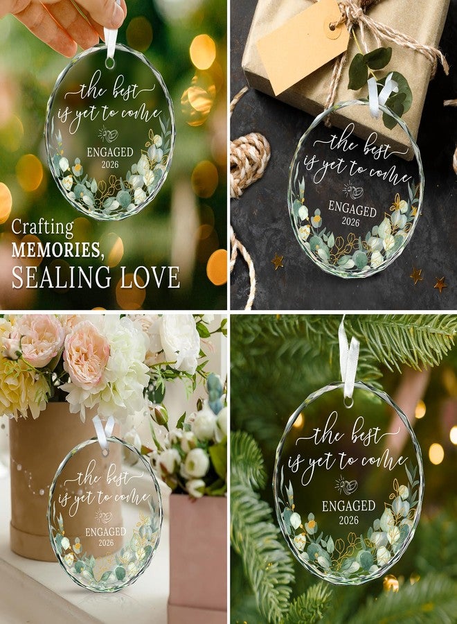 HEXMOZ هدايا الخطوبة للأزواج 2025 - هدية خطوبة للأزواج حديثي الخطوبة، زينة زجاجية نسائية - Image 5