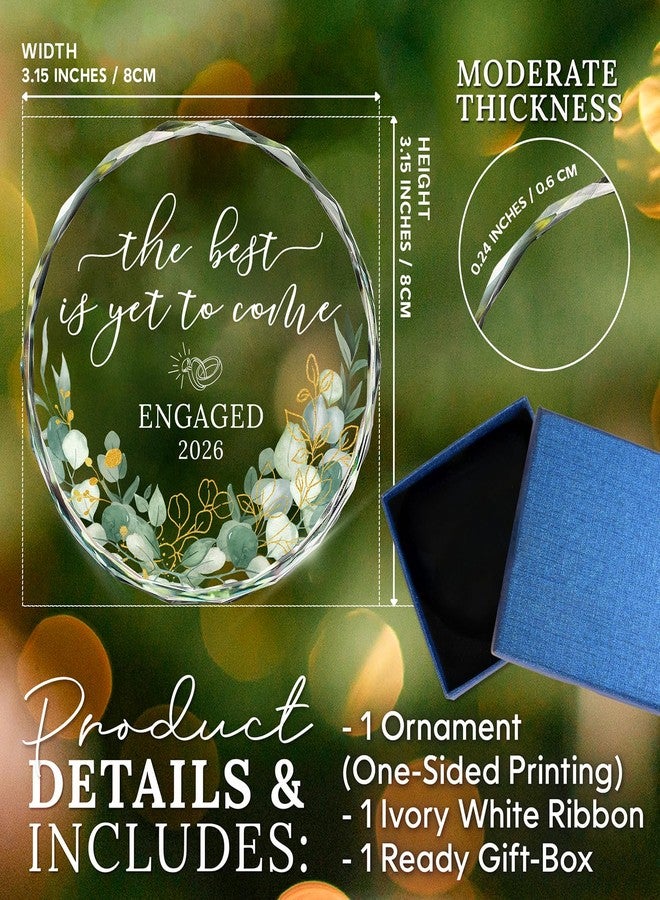 HEXMOZ هدايا الخطوبة للأزواج 2025 - هدية خطوبة للأزواج حديثي الخطوبة، زينة زجاجية نسائية - Image 2