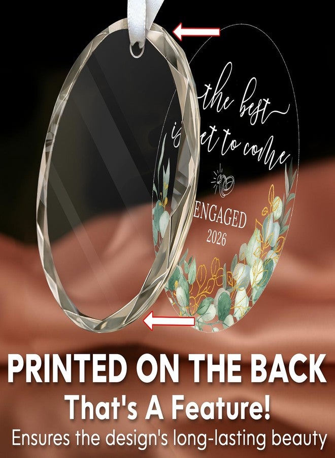 HEXMOZ هدايا الخطوبة للأزواج 2025 - هدية خطوبة للأزواج حديثي الخطوبة، زينة زجاجية نسائية - Image 3