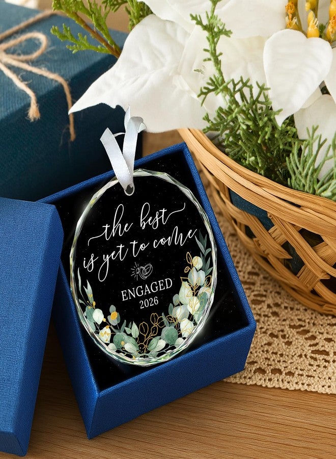 HEXMOZ هدايا الخطوبة للأزواج 2025 - هدية خطوبة للأزواج حديثي الخطوبة، زينة زجاجية نسائية - Image 4