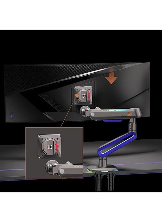 Ergonomic Monitor Arm with Integrated Light, Supports Displays up to 60 Inches, Adjustable Single Display Mount, VESA 75x75/100x100 mm - Image 2