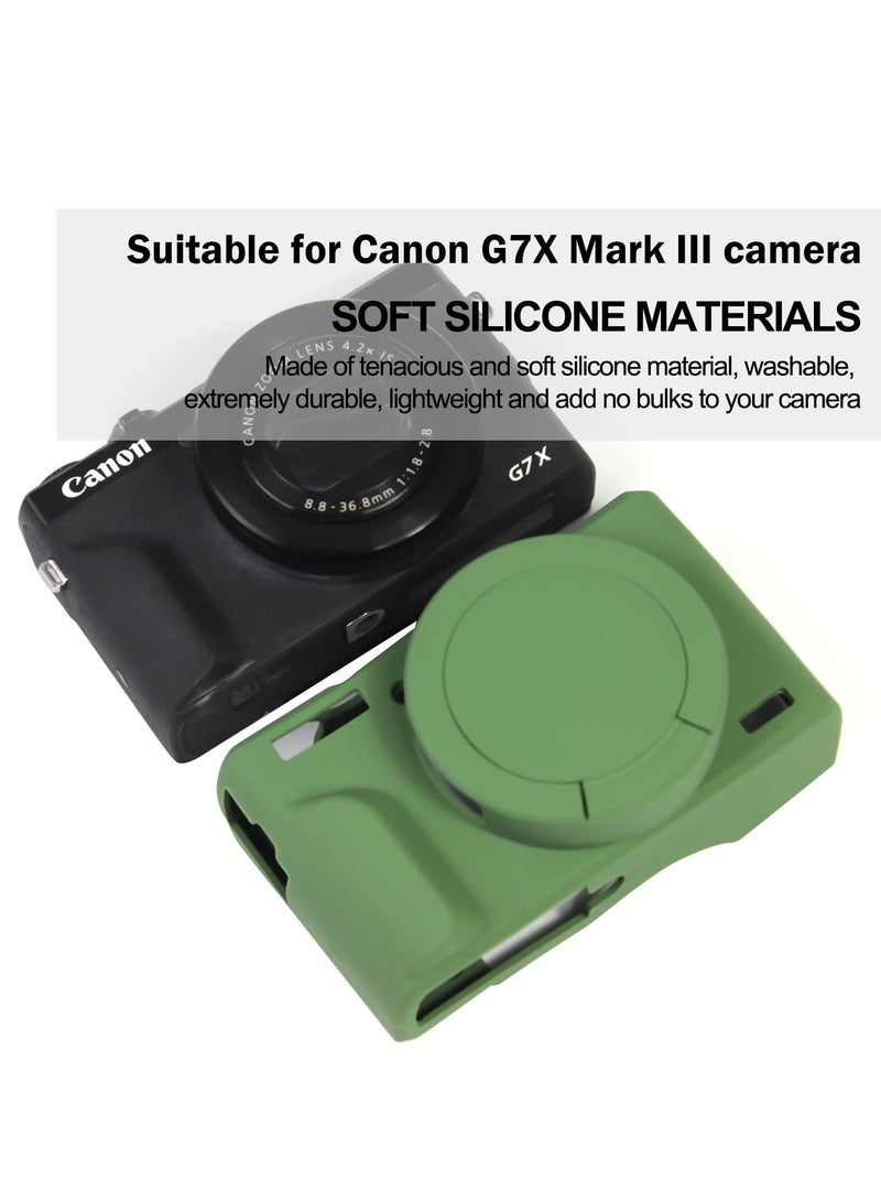 Case for Canon Powershot G7 X Mark III Digital Camera Soft Silicone Protective Cover with Removable Lens Cover for Canon Powershot G7X Mark III DSLR Camera (Green) - Image 2