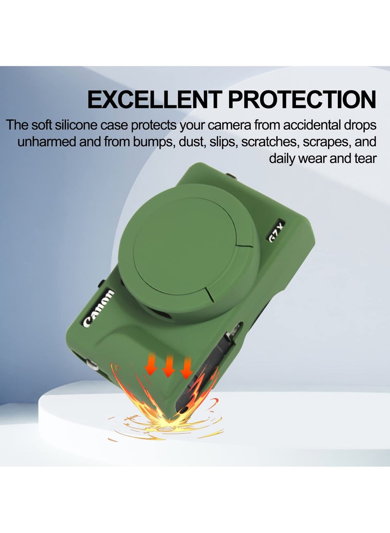 Case for Canon Powershot G7 X Mark III Digital Camera Soft Silicone Protective Cover with Removable Lens Cover for Canon Powershot G7X Mark III DSLR Camera (Green) - Image 5