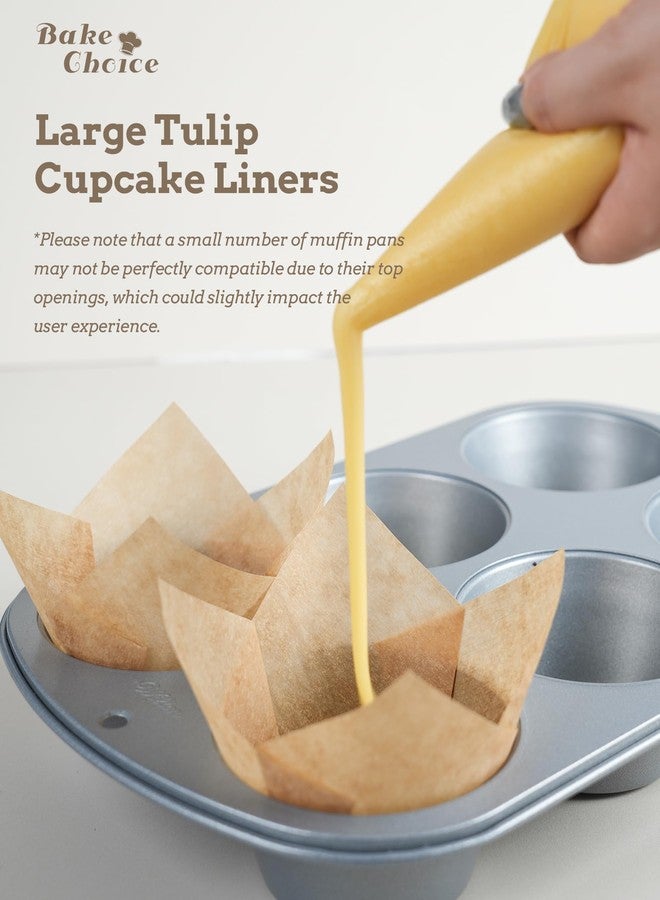 Bake Choice Nordic Paper 100pcs Extra Large Size Natural Tulip Cupcake Liners for Baking, Large Muffin Liners, Cupcake Wrapper for Party, Christmas - Image 5