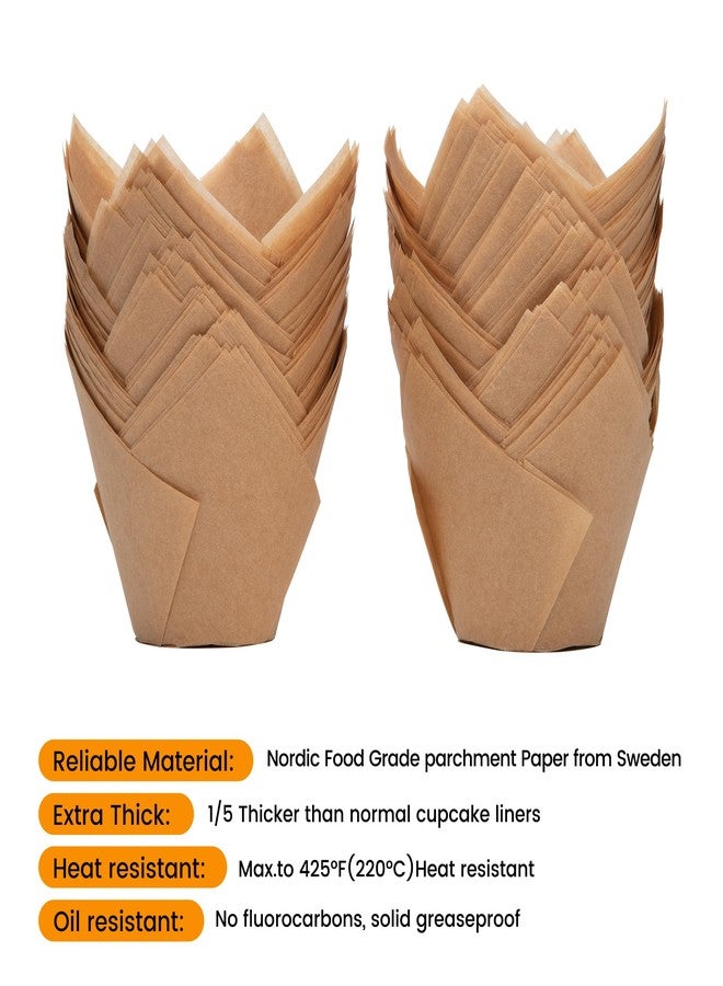 Bake Choice Nordic Paper 100pcs Extra Large Size Natural Tulip Cupcake Liners for Baking, Large Muffin Liners, Cupcake Wrapper for Party, Christmas - Image 3