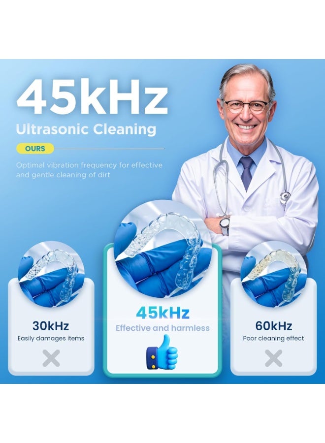 general Dental Ultrasonic Retainer Cleaner Machine: 45kHz Dental Cleaning Pod with Digital Timer & 200ML, Deep Cleaning for Dentures, Mouth Guards, Aligners, Night Guards, Braces, Toothbrush Heads & Jewelry - Image 3