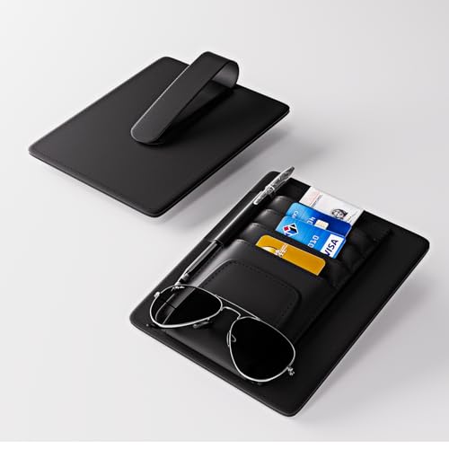 AWinjoy Auto Car Sun Visor Organizer, Multifunctional Auto Interior Accessories Storage Pocket Sun Visor Pouch for Card License Registration Document Pen Key Interior Accessories Pocket Organizer (Black) - Image 4