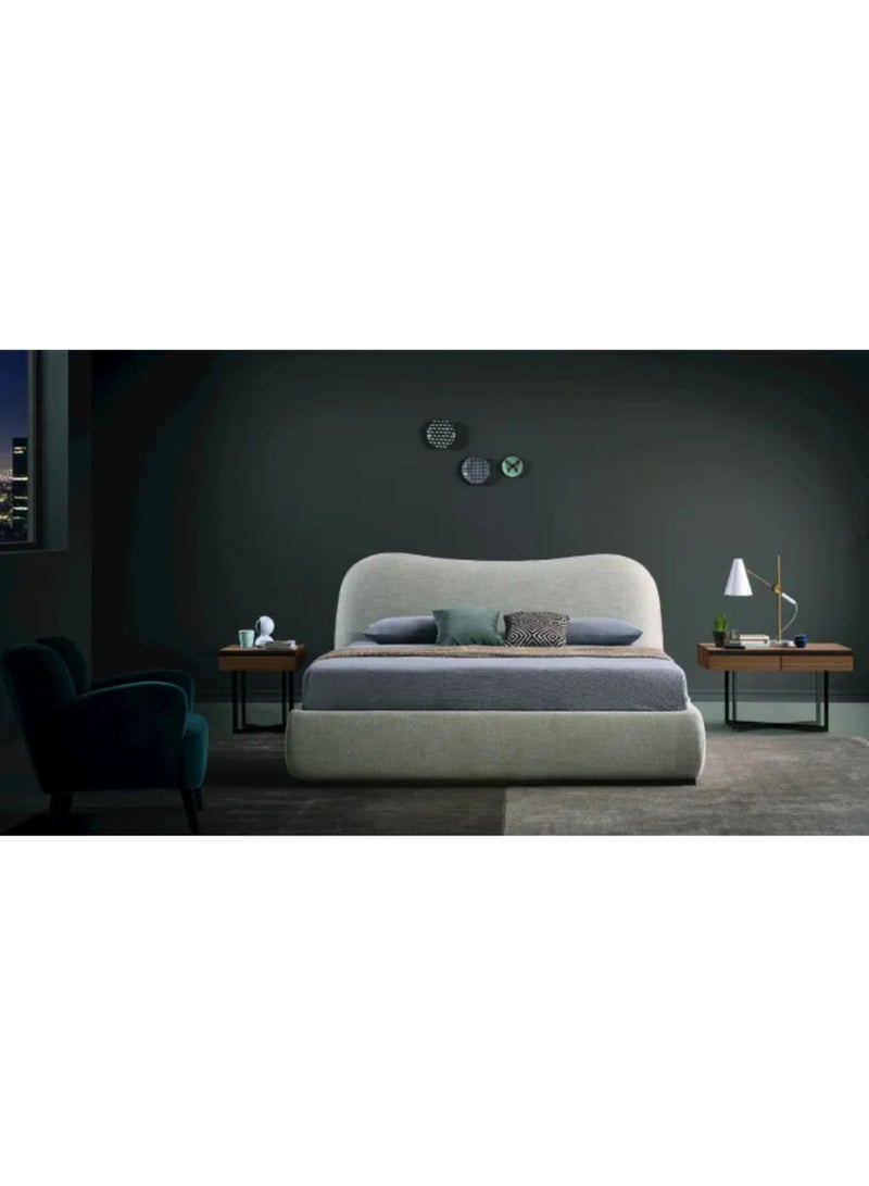 Karnak Moana-2 Light Luxury Modern Bed Frame – Tandy Linen Fabric for Bedroom White Super King Size 200x200Cm - Image 1