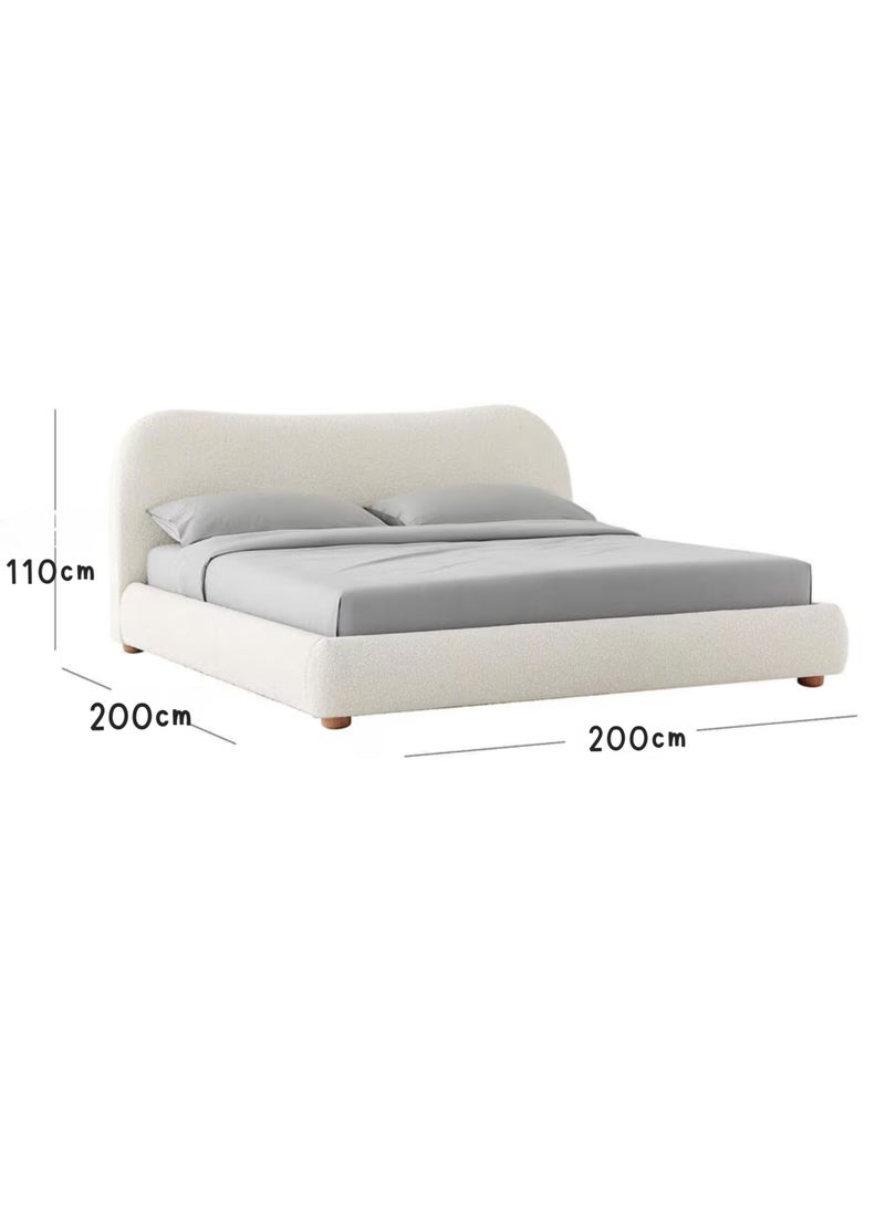 Karnak Moana-2 Light Luxury Modern Bed Frame – Tandy Linen Fabric for Bedroom White Super King Size 200x200Cm - Image 4