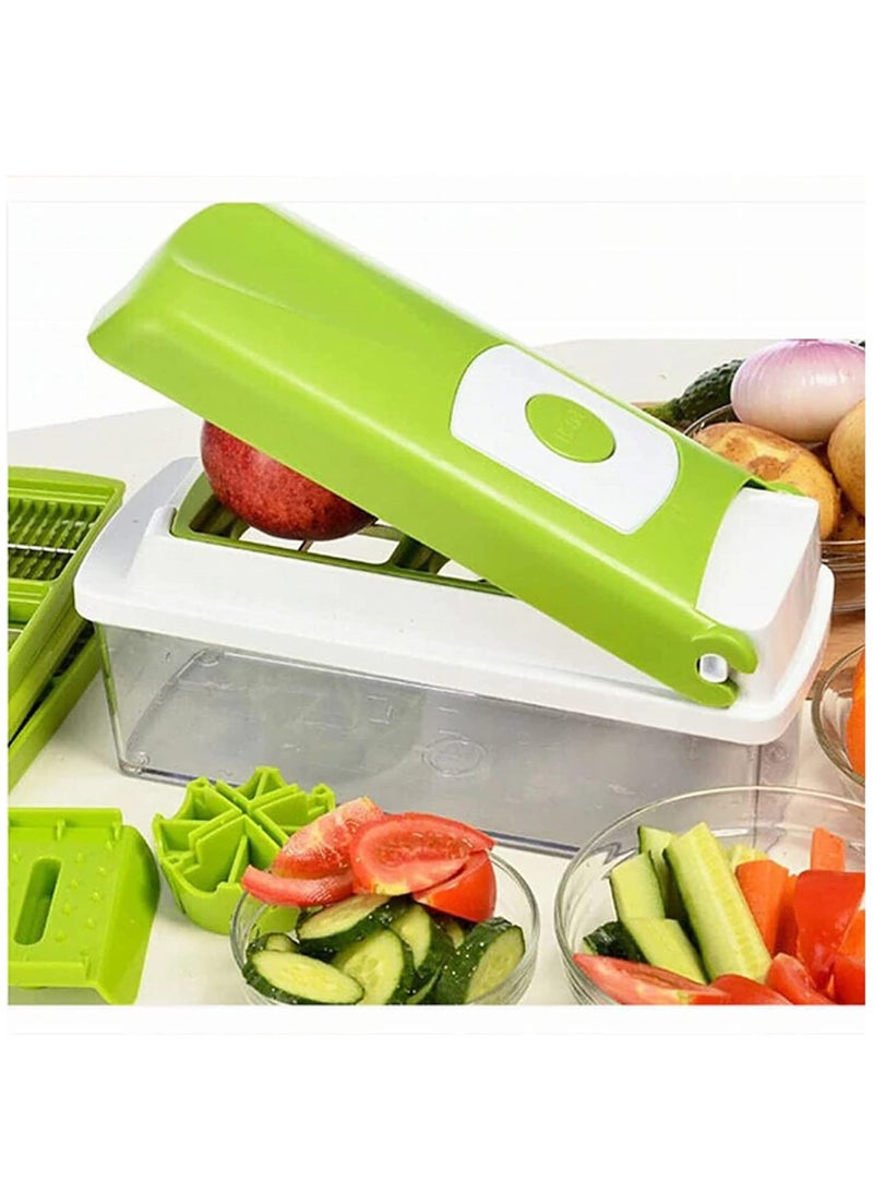 ELTRAZONE VEGETABLE CHOPPER Nicer Dicer Smart 10 Pieces Vegetable Cutter Onion Cutter Mandolin Multi Cutter Vegetable Slicer Fruit Cutter Limited Time Offer, Green, - Image 1